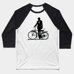 Vintage Style Man with Bicycle Baseball T-Shirt